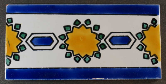 Listel Faience Tunis Triangle Jaune et Vert 7,5 x 15 cm