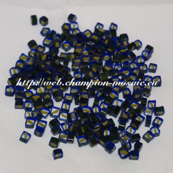 Millifiori n°26 Transparent Cobalt Jaune 4-5 mm, par 50g