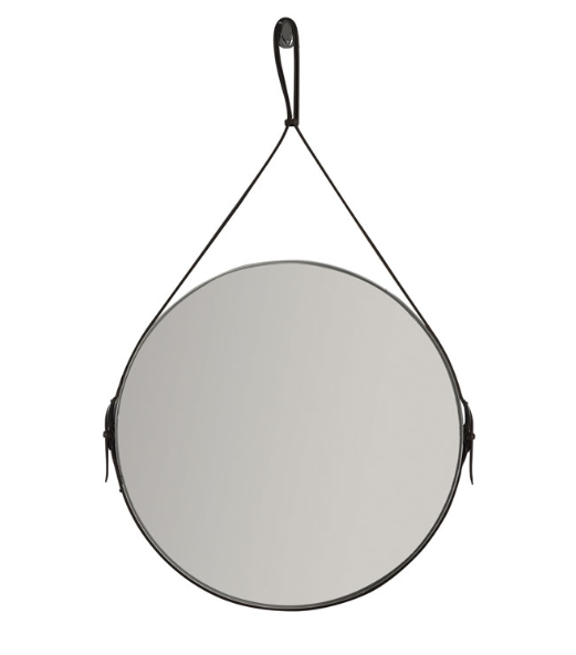 Specchi - Miroir Rond - D.60 cm - Cadre Laiton et Sangle en Cuir