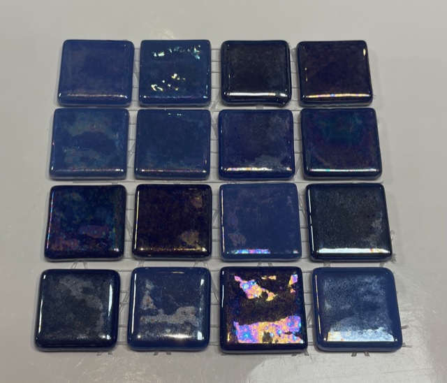 Pate de verre Irisé Cobalto 2,4 x 2,4 cm, Par 100g