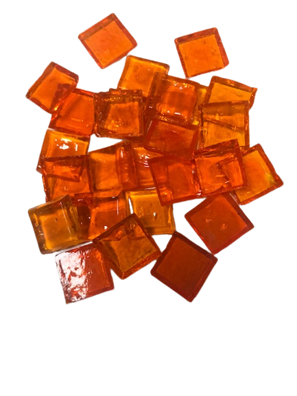 Transparent Orange 2 x 2 cm, par 100 g