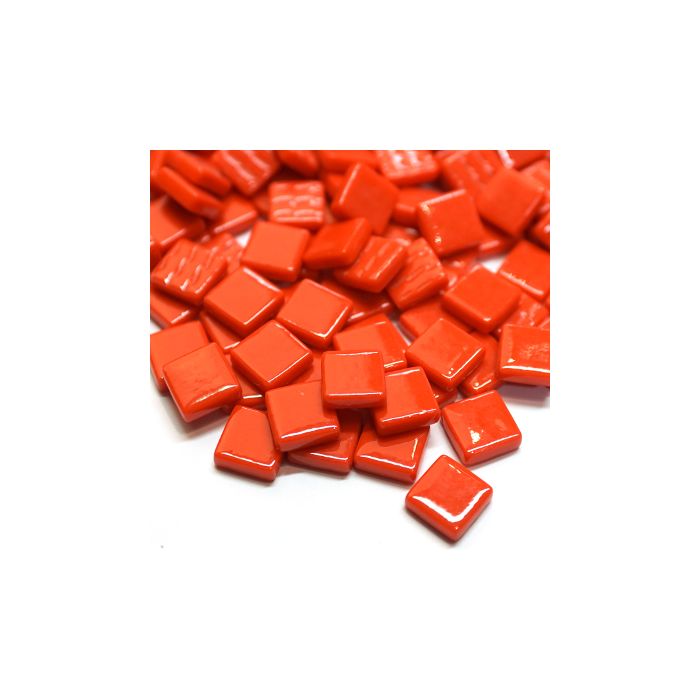 Pate de Verre 1.2 x 1.2 cm - Rouge Corail Unis, Par 100 g