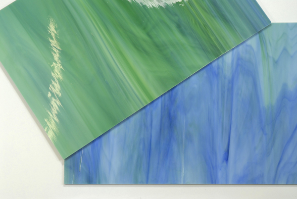 Baguette de Verre n°18 - Bleu Vert Blanc Semi Transparent 4 x 20 cm