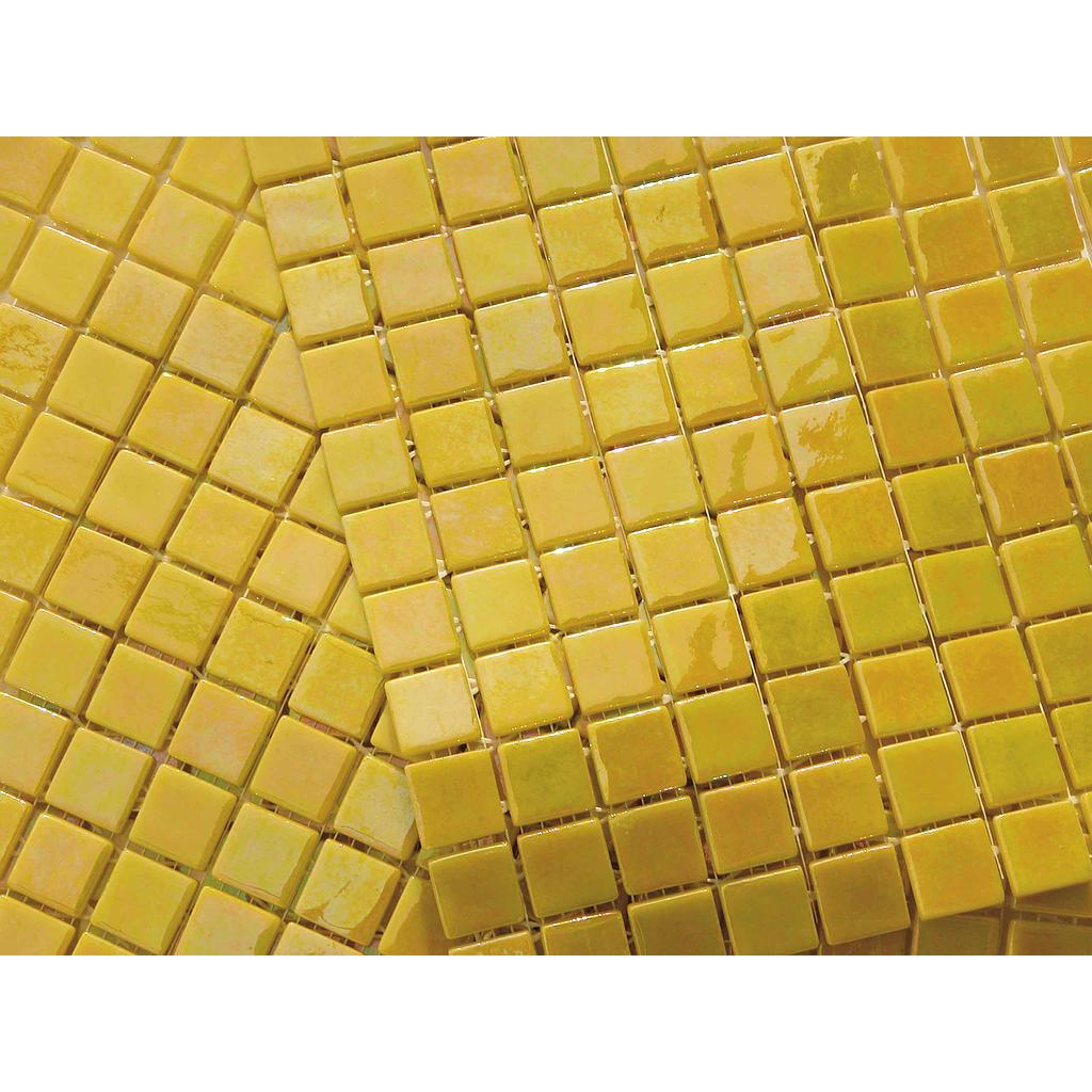 Pate de verre Irisé Jaune Citron 2,4 x 2,4 cm, par 100g