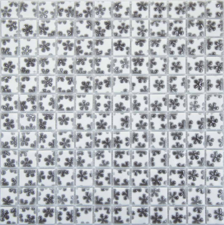 Pate de Verre 2.4 x 2.4 cm Fleur Grise MOS, par 100g