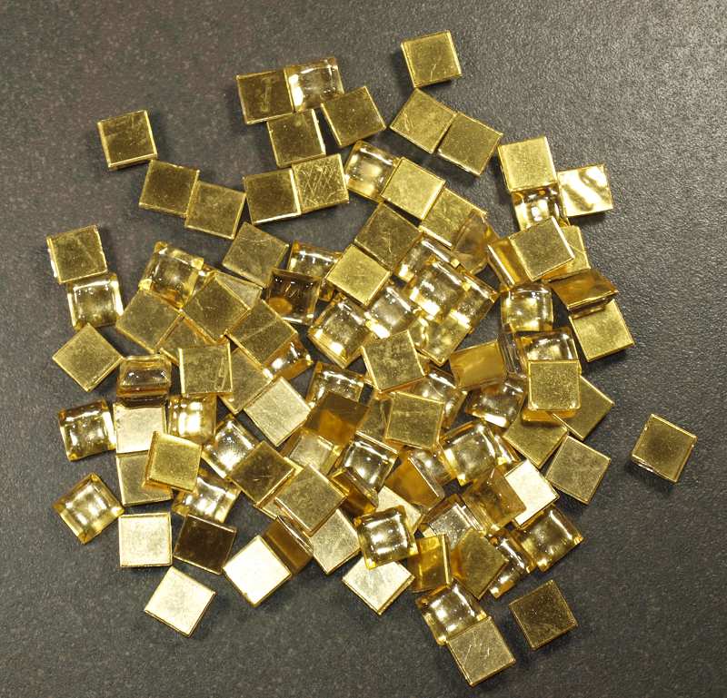 Bisazza 1 x 1 cm Or Jaune Lisse Biseauté, à la pièce