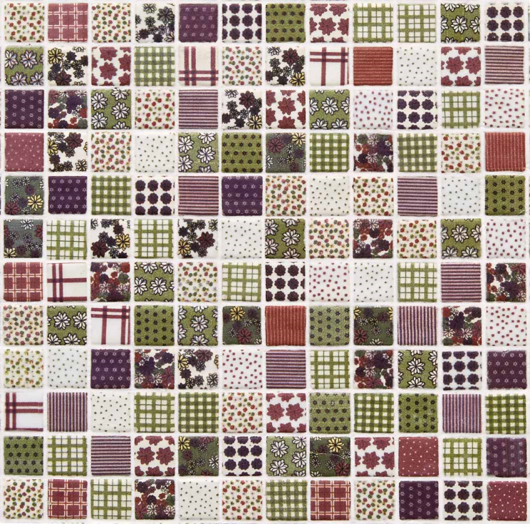 Pate de Verre Motifs Patchwork Spring 2.5 x 2.5 cm, par 100g