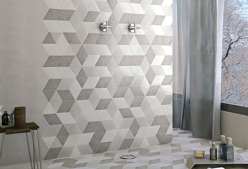 Grès Cérame, Concret Hexagone Uni, 22.5 x 26 cm, Vendu au m², 1 Bte = 0.66 m²