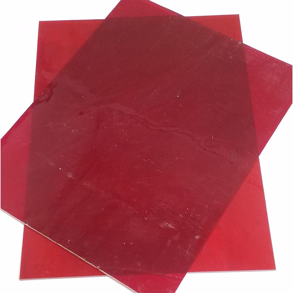 Plaque de Verre 15 x 20 cm, Rouge Transparent