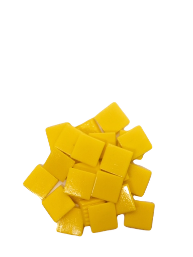 [202] Pate de verre Unilis  2 x 2 cm jaune or, par 100g