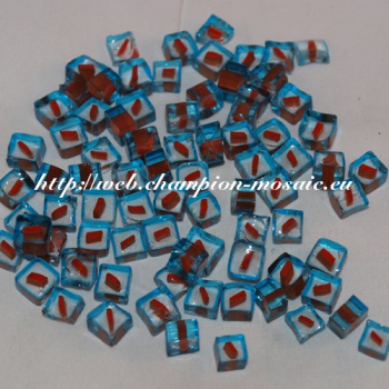 Millifiori n°23 Transparent Bleu et Orange 7-8 mm, par 50g