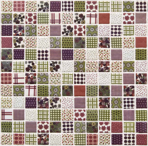 Pate de Verre Motifs Patchwork Spring 2.5 x 2.5 cm, par 100g
